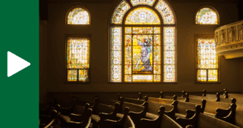 Photo of a church chapel and stained glass windows