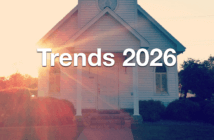 The text Trends 2026 superimposed over an image of a church building with the sun rising behind it
