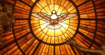 Stained glass depiction of the Christian Holy Spirit as a dove, by Gian Lorenzo Bernini, in the apse of Saint Peter's Basilica, c. 1660