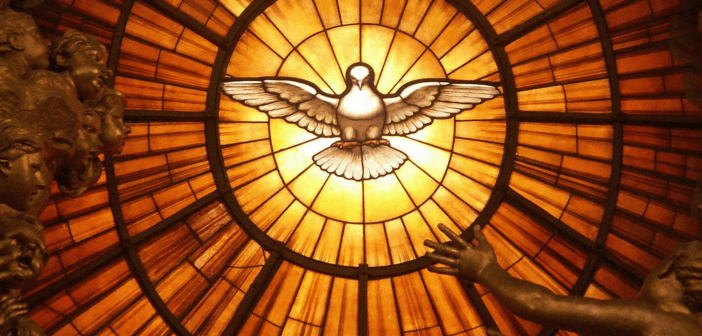 Stained glass depiction of the Christian Holy Spirit as a dove, by Gian Lorenzo Bernini, in the apse of Saint Peter's Basilica, c. 1660