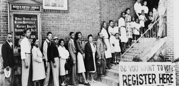 NAACP photograph showing people waiting to register to vote, 1948. Library of Congress, Prints & Photographs Division, Visual Materials from the NAACP Records