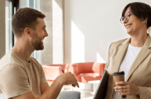 A friendly chat between a manager and employee