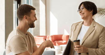 A friendly chat between a manager and employee