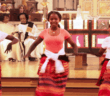 Ugandan praise dancers from St. Mark’s Church, Van Nuys, perform at the 2022 Juneteenth Evensong at St. John’s Cathedral. Photo: Janet Kawamoto