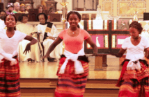 Ugandan praise dancers from St. Mark’s Church, Van Nuys, perform at the 2022 Juneteenth Evensong at St. John’s Cathedral. Photo: Janet Kawamoto