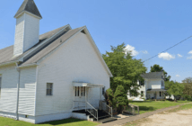 Small church on a road in a small town