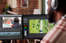 Videographer editing a video on the computer screen