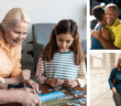 Montage of people with dementia and their caregivers