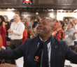 Bishop Ande Emmanuel of Nigeria sings during worship at the United Methodist Leadership Gathering at Knox United Church in Calgary, Canada. Photo by Mike DuBose, UM News.